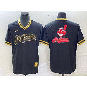 MLB Indians Blank Black Baseball Nike Throwback Men Jersey