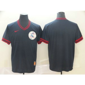 MLB Indians Blank Navy Nike Cooperstown Collection Legend V-Neck Men Jersey
