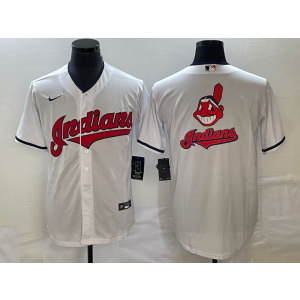 MLB Indians Blank White Baseball Nike Cool Base Men Jersey