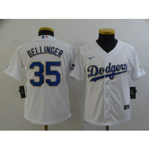 MLB LA Dodgers 35 Cody Bellinger White Gold Champion Cool Base Youth Jersey MLB LA Dodgers 35 Cody Bellinger White Gold Champion Cool Base Youth Jersey