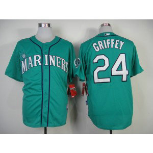 MLB Mariners 24 Ken Griffey Green Throwback Men Jersey MLB Mariners 24 Ken Griffey Green Throwback Men Jersey