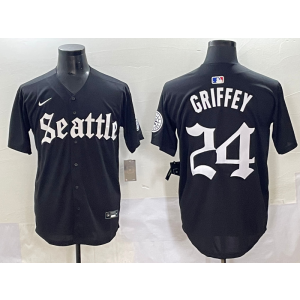 MLB Mariners 24 Ken Griffey New Black Nike Cool Base Men Jersey MLB Mariners 24 Ken Griffey New Black Nike Cool Base Men Jersey