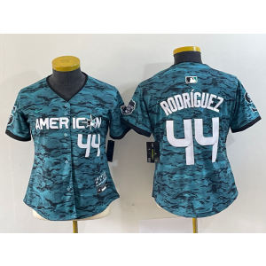 MLB Mariners 44 Julio Rodriguez Teal 2023 All-Star Nike Cool Base Women Jersey(Run Small)