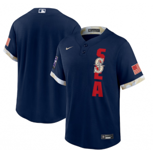 MLB Mariners Blank Navy 2021 All-Star Cool Base Men Jersey