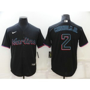 MLB Marlins 2 Jazz Chisholm Black Nike Cool Base Men Jersey