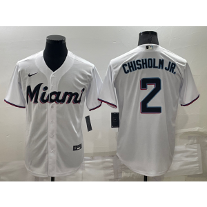 MLB Marlins 2 Jazz Chisholm White Nike Cool Base Men Jersey