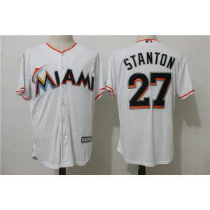 MLB Marlins 27 Giancarlo Stanton White New Cool Base Men Jersey