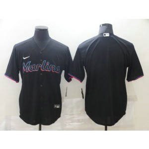 MLB Marlins Blank Black Cool Base Men Jersey