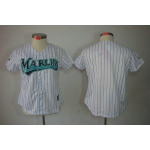 MLB Marlins Blank White Fashion Women Jersey