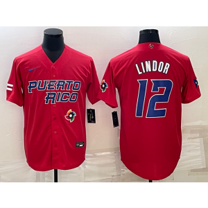 MLB Mets 12 Francisco Lindor Red 2023 World Series Men Jersey 1