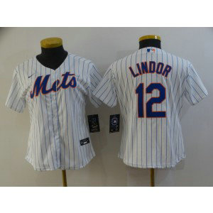 MLB Mets 12 Francisco Lindor White Nike Cool Base Women Jersey