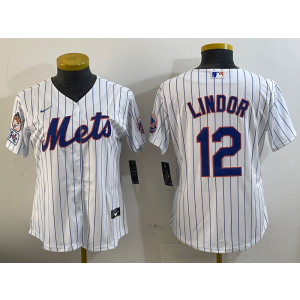 MLB Mets 12 Francisco Lindor White Nike Cool Base Youth Jersey