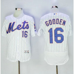 MLB Mets 16 Dwight Gooden White(Blue Strip) Flexbase Men Jersey MLB Mets 16 Dwight Gooden White(Blue Strip) Flexbase Men Jersey
