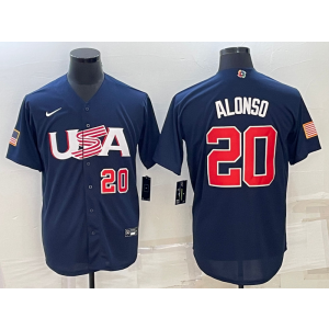 MLB Mets 20 Pete Alonso Blue 2023 World Series Cool Base Men Jersey 1