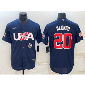 MLB Mets 20 Pete Alonso Blue 2023 World Series Cool Base Men Jersey