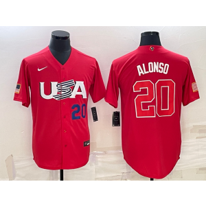 MLB Mets 20 Pete Alonso Red 2023 World Baseball Classic Men Jersey