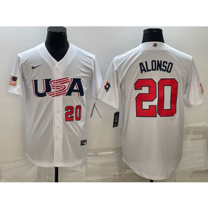 MLB Mets 20 Pete Alonso White 2023 World Series Cool Base Men Jersey