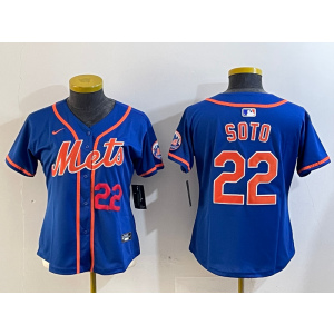 MLB Mets 22 Soto Blue Nike Cool Base Youth Jersey