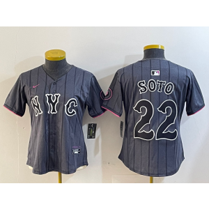 MLB Mets 22 Soto Grey City Nike Cool Base Women Jersey