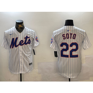 MLB Mets 22 Soto White Cool Base Men Jersey