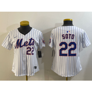 MLB Mets 22 Soto White Nike Cool Base Women Jersey