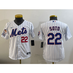 MLB Mets 22 Soto White Nike Cool Base Youth Jersey