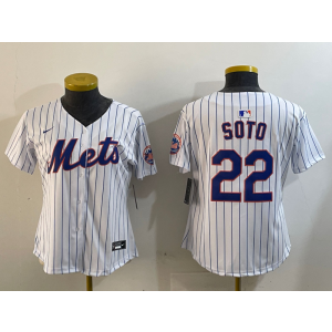 MLB Mets 22 Soto White Nike Cool Base Youth Jersey
