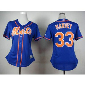 MLB Mets 33 Matt Harvey Blue Alternate Women Jersey MLB Mets 33 Matt Harvey Blue Alternate Women Jersey