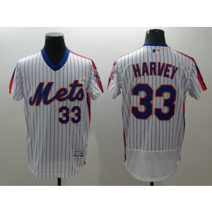 MLB Mets 33 Matt Harvey White 2016 Flexbase Throwback Men Jersey