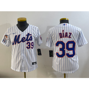 MLB Mets 39 Edwin Diaz White Nike Cool Base Youth Jersey