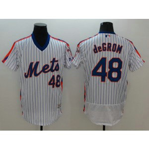 MLB Mets 48 Jacob deGrom White Cooperstown Flexbase Men Jersey