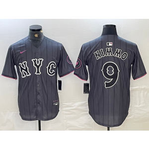 MLB Mets 9 Brandon Nimmo Black 2024 City Connect Nike Cool Base Men Jersey