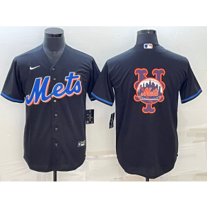 MLB Mets Black Baseball Logo Nike Men Jersey