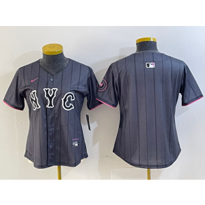 MLB Mets Blank Black 2024 City Connect Nike Cool Base Women Jersey