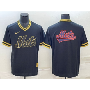 MLB Mets Blank Black Baseball Logo Nike Throwback Men Jersey