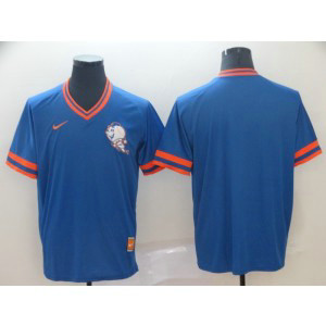 MLB Mets Blank Blue Nike Cooperstown Collection Legend V-Neck Men Jersey