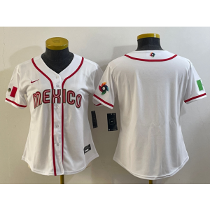 MLB Mexico Blank White Nike Cool Base Women Jersey