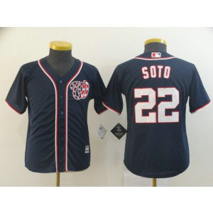 MLB Nationals 22 Juan Soto Navy Cool Base Youth Jersey