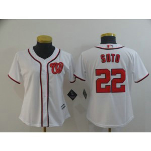 MLB Nationals 22 Juan Soto White Cool Base Women Jersey