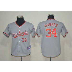 MLB Nationals 34 Bryce Harper Grey Youth Jersey