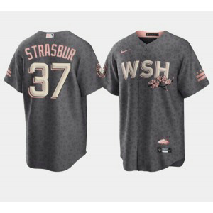 MLB Nationals 37 Stephen Strasburg 2022 Gray City Connect Cherry Blossom Nike Cool Base Men Jersey MLB Nationals 37 Stephen Strasburg 2022 Gray City Connect Cherry Blossom Nike Cool Base Men Jersey