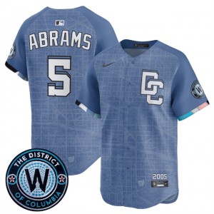 MLB Nationals 5 CJ Abrams Blue 2025 City Connect Nike Cool Base Men Jersey MLB Nationals 5 CJ Abrams Blue 2025 City Connect Nike Cool Base Men Jersey