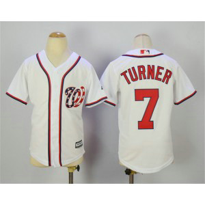 MLB Nationals 7 Trea Turner White New Cool Base Youth Jersey