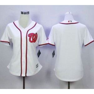 MLB Nationals Blank White Fashion Women Jersey
