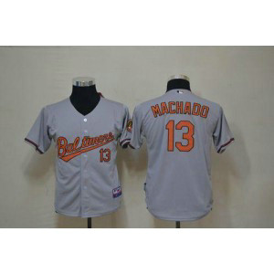 MLB Orioles 13 Manny Machado Grey Cool Base Youth Jersey