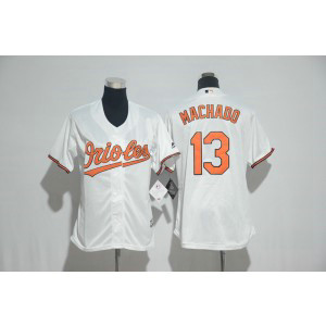 MLB Orioles 13 Manny Machado White Cool Base Women Jersey
