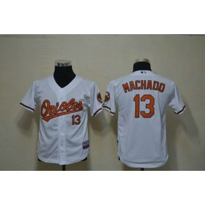 MLB Orioles 13 Manny Machado White Cool Base Youth Jersey