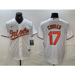 MLB Orioles 17 Cowser White Cool Base Men Jersey