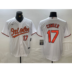 MLB Orioles 17 Cowser White Nike Cool Base Men Jersey