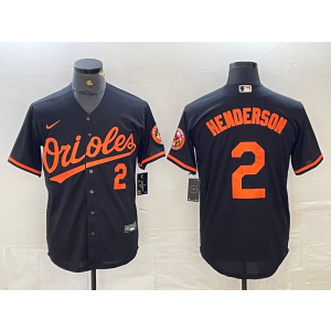 MLB Orioles 2 Henderson Black Nike Cool Base Men Jersey